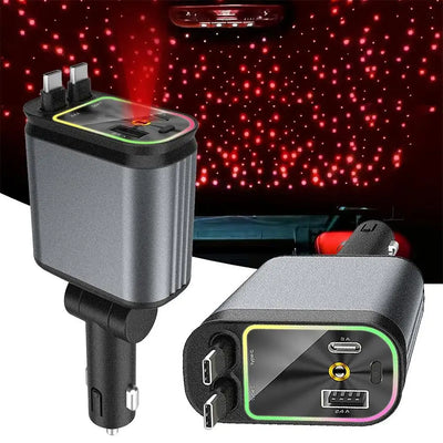 4 In 1 Retractable Car Charger starry light