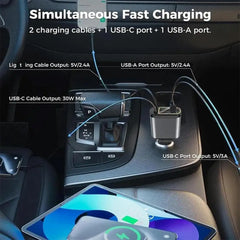 4 In 1 Retractable Car Charger starry light